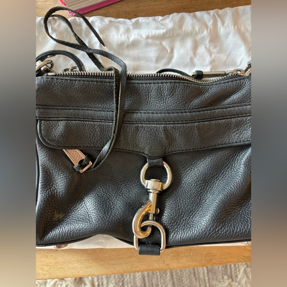 Rebecca Minkoff Black Leather Crossbody Bag with silver hardware (small blemish)